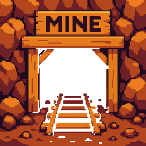entrada a una mina pixelart.
In-Game asset.  2d.  High contrast.  No shadows