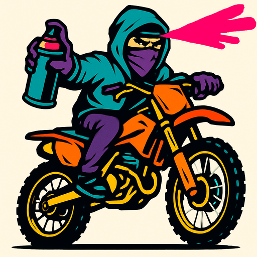 vandal riding dirt bike.
In-Game asset.  High contrast.  No shadows