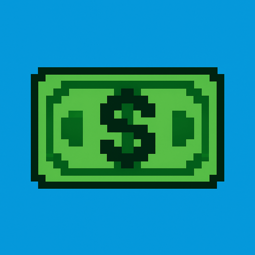 money pixel art.
In-Game asset.  High contrast.  No shadows