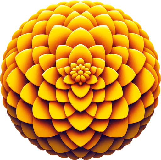 A round yellow flower. Top down view.
Single Game Texture. In-Game asset. 2d. Blank background. High contrast. No shadows.