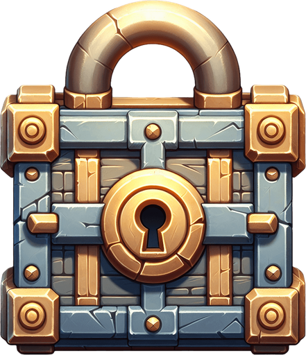 Lock.
Single Game Texture.  In-Game asset.  2d.  Blank background.  High contrast.  No shadows