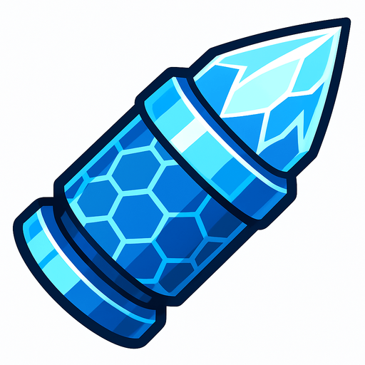 Bala de hielo futurista.
In-Game asset.  2d.  High contrast.  No shadows