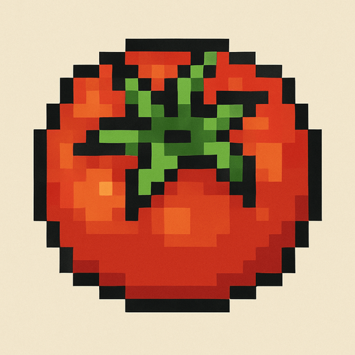 Tomato 2d pixilated topdown.
In-Game asset.  2d.  High contrast.  No shadows