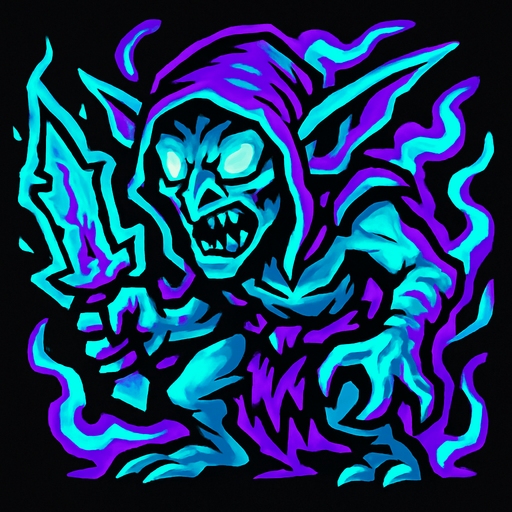 spektral yıkıcı goblin.
In-Game asset.  2d.  High contrast.  No shadows