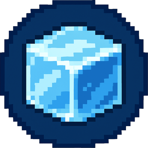 30x30, ice cube, symmetrical, circular.
In-Game asset.  2d.  High contrast.  No shadows