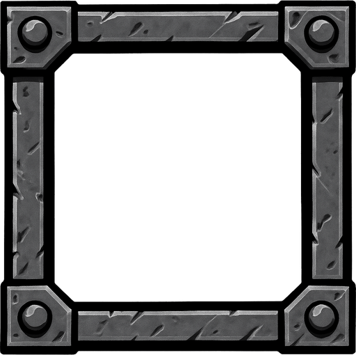 metal border.
In-Game asset.  2d.  High contrast.  No shadows
