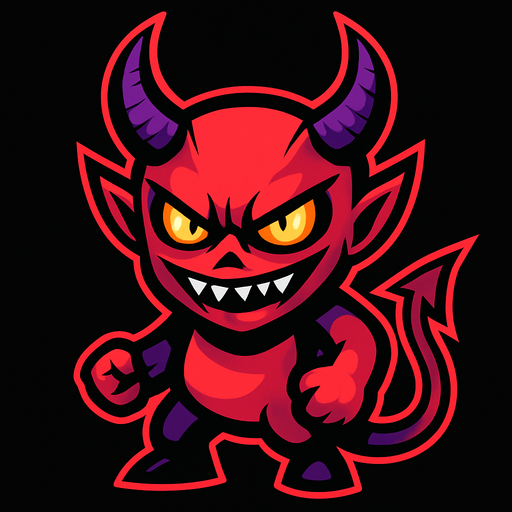 Make a mascot evil creature.
In-Game asset.  2d.  High contrast.  No shadows
