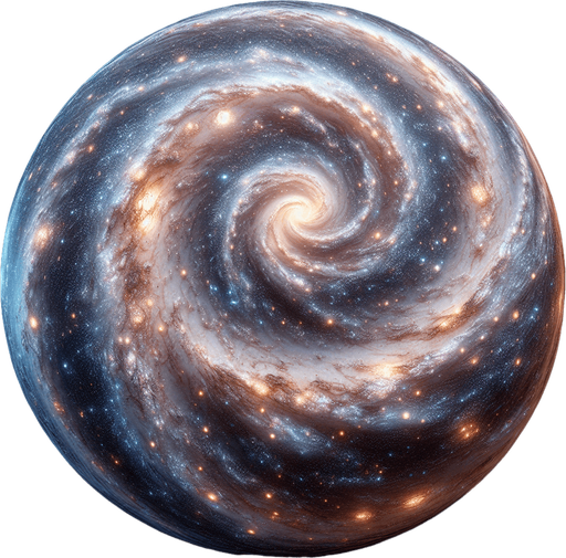 Una esfera con la via láctea.
Single Game Texture.  In-Game asset.  2d.  Blank background.  High contrast.  No shadows