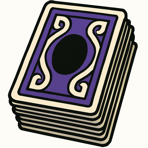 Pila de cartas visto desde atras.
In-Game asset.  2d.  High contrast.  No shadows