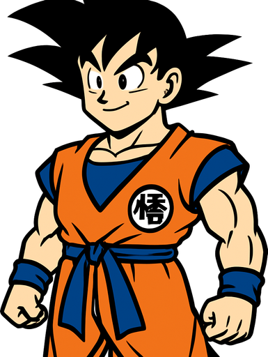 Goku.
In-Game asset.  2d.  High contrast.  No shadows