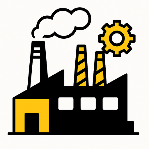 Factory.
In-Game asset.  2d.  High contrast.  No shadows