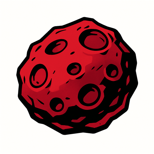 red meteor mall no flame effect.
In-Game asset.  2d.  High contrast.  No shadows