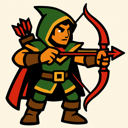 Archer  hero.
In-Game asset.  2d.  High contrast.  No shadows