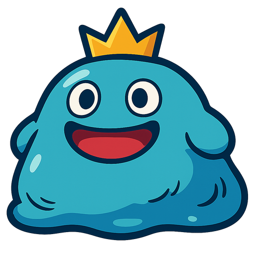 picture of a cute fat and large enemy slime monster inspired by dragon quest and ragnarok online.
In-Game asset.  2d.  High contrast.  No shadows