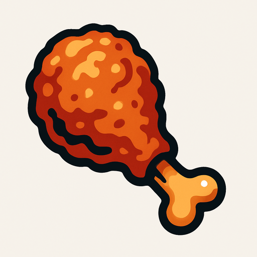 Fried chicken drumstick.
In-Game asset.  2d.  High contrast.  No shadows