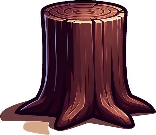 Ağaç kütüğü vektör tarzda dik bir adet koyu kahverengi.
Single Game Texture.  In-Game asset.  2d.  Blank background.  High contrast.  No shadows