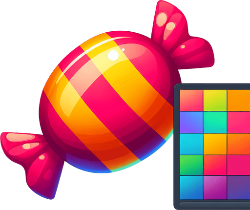 candy,cartoon,2d,blank background.
Single Game Texture.  In-Game asset.  2d.  Blank background.  High contrast.  No shadows