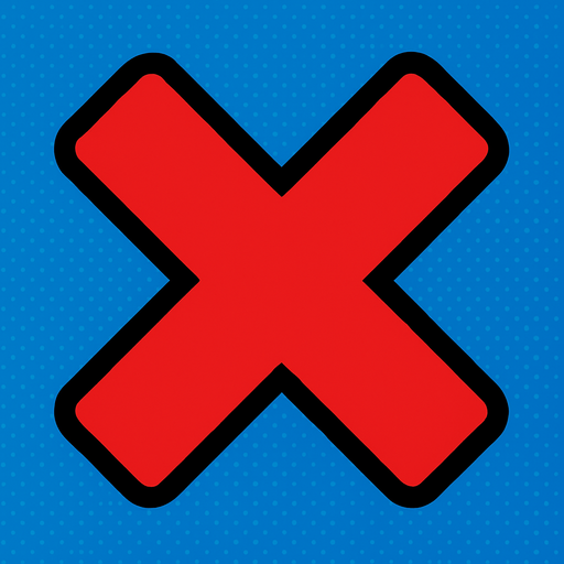 Red X.
In-Game asset.  2d.  High contrast.  No shadows
