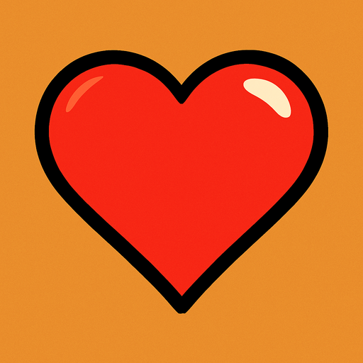cartoony heart for game hud.
In-Game asset.  2d.  High contrast.  No shadows
