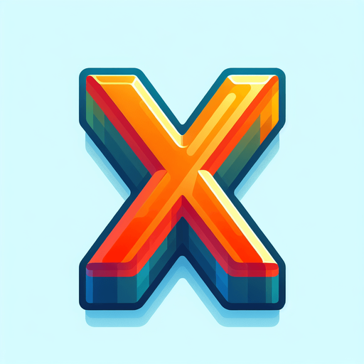 letter X png.
Single Game Texture. In-Game asset. 2d. Blank background. High contrast. No shadows.