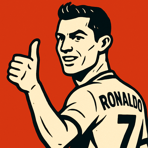 ronaldo s making thumbsup.
In-Game asset.  2d.  High contrast.  No shadows