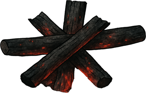 Yanmış odunlar kül ve kor ekle