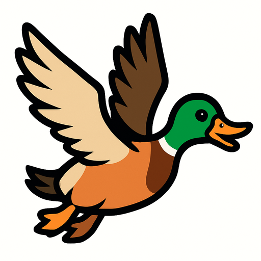 Flying Duck.
In-Game asset.  2d.  High contrast.  No shadows