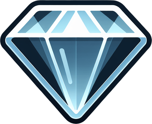Diamond_icon.
Single Game Texture.  In-Game asset.  2d.  Blank background.  High contrast.  No shadows