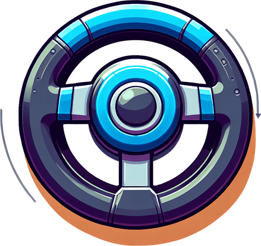round car steering wheel.
Single Game Texture. In-Game asset. 2d. Blank background. High contrast. No shadows.