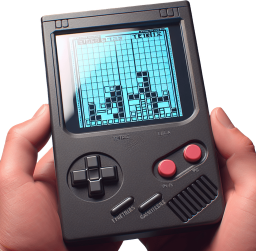 Photorealistic tetris handconsole, front view. Cut out the screen to transparent