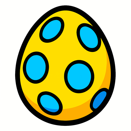 A yellow egg With Blue dots.
In-Game asset.  2d.  High contrast.  No shadows