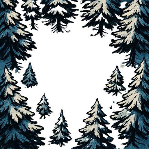 winter forest top view, trees on the edges empty in the middle.
In-Game asset.  High contrast