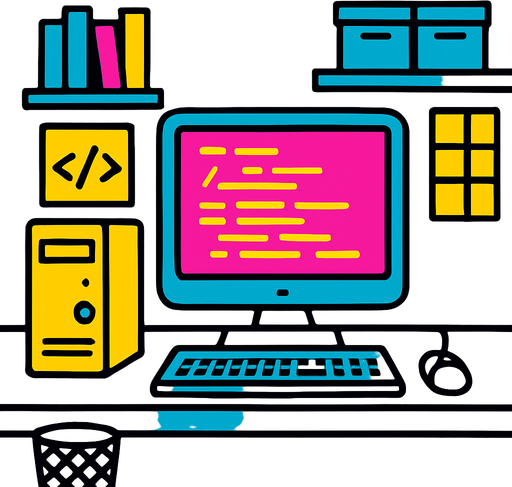 Fond d'écran salle de programmation.
In-Game asset.  2d.  High contrast.  No shadows