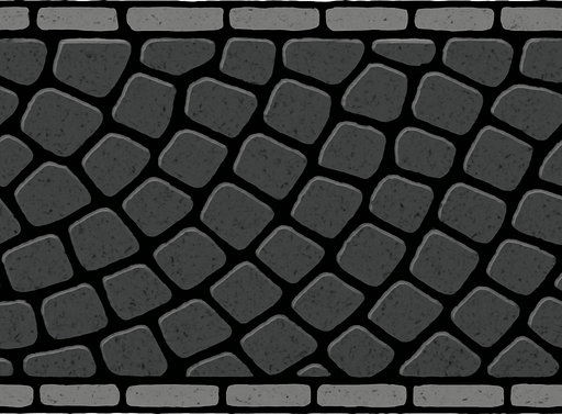 make a cobblestone sidewalk butt be sure that the image is competible with 2048x300.
In-Game asset.  2d.  High contrast.  No shadows