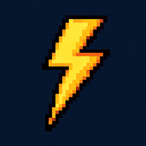 pixel art yıldırım.
In-Game asset.  2d.  High contrast.  No shadows