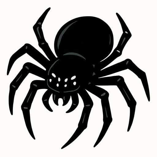 black spider.
In-Game asset.  2d.  High contrast.  No shadows
