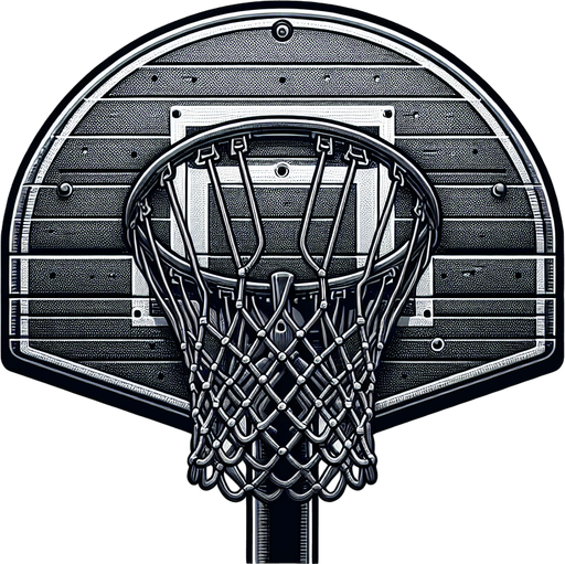 一个篮球筐，正视，只有篮筐没有下面的杆.
Single Game Texture. In-Game asset. 2d. Blank background. High contrast. No shadows.