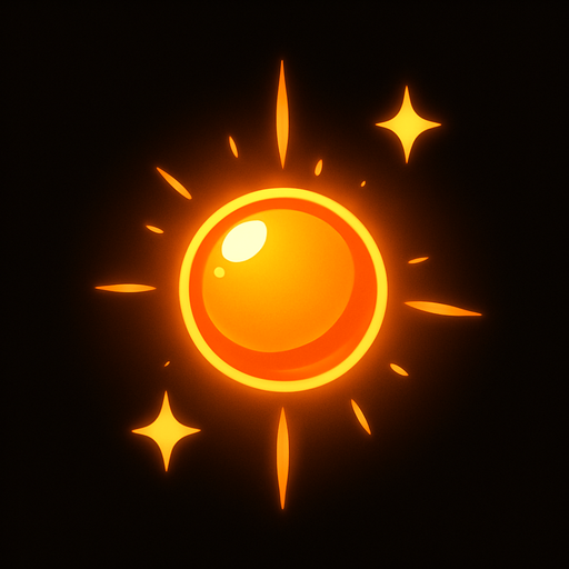 "Küçük boyutlu, parlak turuncu renkte, yuvarlak bir 'Orb' (enerji küresi) asseti oluştur. Bu orb, oyuncu tarafından toplandığında skor artışına neden olmalı ve hafif bir toplama efekti (parlama, yok olma animasyonu) göstermeli..
In-Game asset.  2d.  High contrast.  No shadows