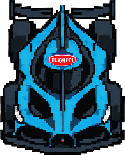 bugatti bolide pixel art bird's eye view.
In-Game asset.  2d.  High contrast.  No shadows