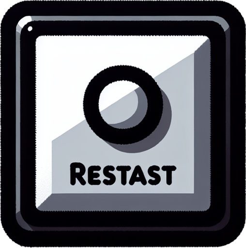 Light gray square, With a re-start symbol in middle.black boderline around outerend of button. flat shaded, hyper-casual game. 2D. Blank background. High contrast. No shadows. Single Game Texture. In-Game asset. 2d. Blank background. High contrast. No shadows.