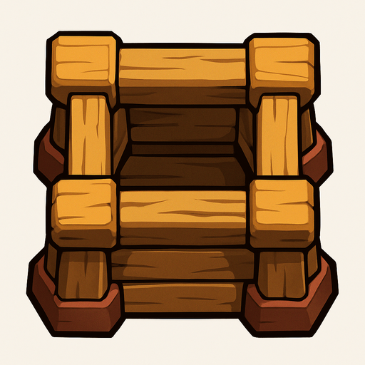 Wooden Tower base like the ones the Cannons in Clash of Clans have.
In-Game asset.  2d.  High contrast.  No shadows. Topdown