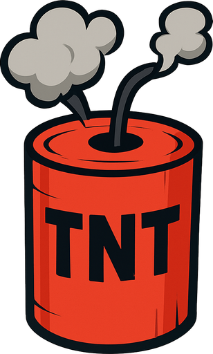 Big TNT firecracker that is a dud with smoke wafting out of the fuse hole.
In-Game asset.  2d.  High contrast.  No shadows. Cartoon style. 3D image