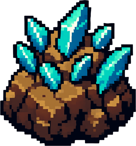 roca con trozos de cristal.
In-Game asset.  2d.  High contrast.  No shadows. pixelart