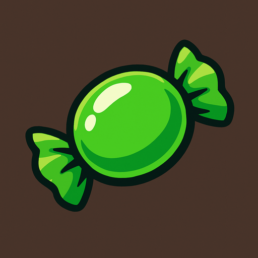 Yeşil şeker.
In-Game asset.  2d.  High contrast.  No shadows