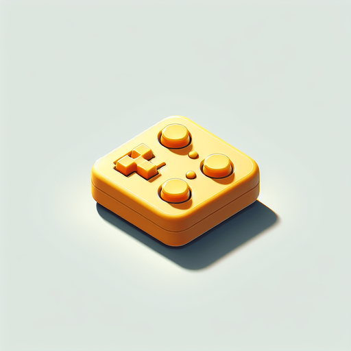 Simple plastic yellow dpad button for a hand held game console, front view.
Single Game Texture. In-Game asset. 2d. Blank background. High contrast. No shadows.