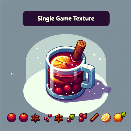 cartoon mulled wine.
Single Game Texture. In-Game asset. 2d. Blank background. High contrast. No shadows.