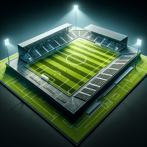 Football ground from middle.
Single Game Texture. In-Game asset. 2d. Blank background. High contrast. No shadows.