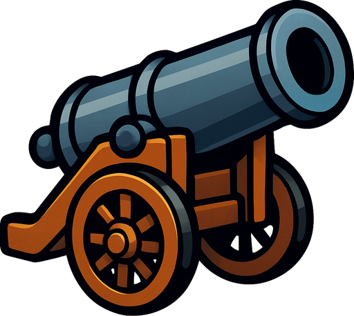 cannon.
In-Game asset.  2d.  High contrast.  No shadows