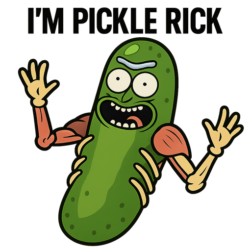 pickle rick meme.
In-Game asset.  2d.  High contrast.  No shadows