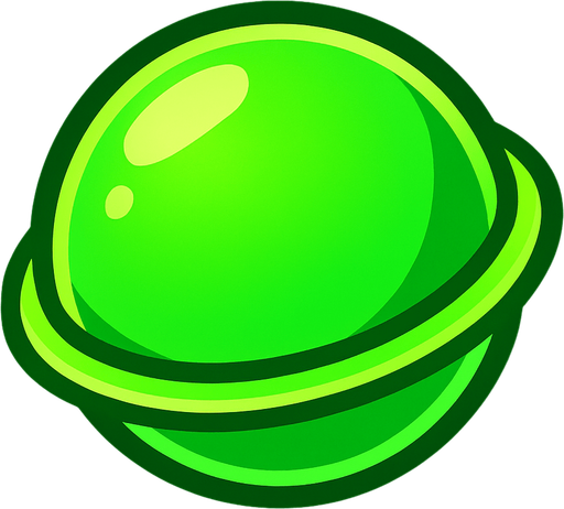 green neon ball.
In-Game asset.  2d.  High contrast.  No shadows